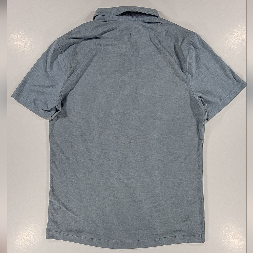 Lululemon Shirt Men's Medium Blue Evolution Polo Active Stretch Short Sleeve - Picture 8 of 9